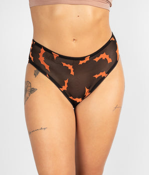 Velvet Mesh Orange Bat Brief