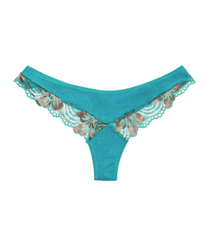 BeChill™ Teal and Metallic-Lace Thong